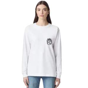 T-shirt décontracté à manches longues pour femmes, en coton doux, col rond, couleur unie, avec poche, coupe confortable - Product Image 1