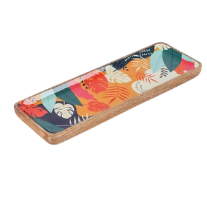 Plateau de service élégant en bois d'acacia artisanal en métal fait à la main plats et bols en bois multi-imprimés pour servir - Product Image 4