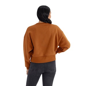 Sweat-shirt à capuche ample brodé en éponge française surdimensionné personnalisé pull en molleton de coton imprimé bouffant sweat-shirt à col rond pour les femmes - Product Image 4