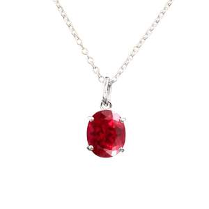 <b>Ruby</b> Oval Cut Gemstone 925 Silver Gold Plated Handmade Classic Women's Claw Setting Pendant Pigeon Red Charm for Engagement - Product Image 4
