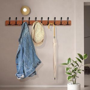 Coat <b>Rack</b> Wall Mounted Wall Hooks <b>Rack</b> With With Brown Hooks Wooden Wall Coat <b>Rack</b> for Bathroom Living Room - Product Image 6