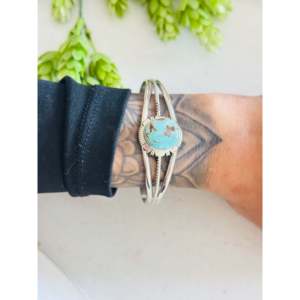 Larry Moses Yazzie Royston Fashion <b>Cuff</b> <b>Bracelet</b> Handcrafted with Turquoise & Sterling <b>Silver</b> - Product Image 2