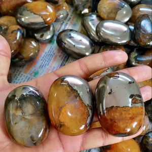 PIEDRA NATURAL CRISTAL PIRITA CON CUARZO DORADO SANADOR PIEDRA DE PALMA REIKI CURACIÓN MEDITACIÓN SEMI PRECIOSA PIEDRA PRECIOSA DORADA PALMA - Product Image 1