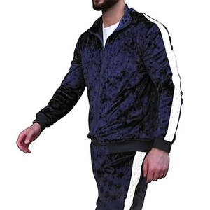 Custom Style Men's Winter Casual Solid Printed <b>Velour</b> Velvet <b>Tracksuit</b> Sets - Product Image 1