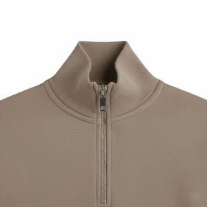 Custom Heavyweight 100% Cotton <b>Men's</b> Regular Fit Half <b>Zip</b> <b>Quarter</b> <b>Zip</b> Drop Shoulder Pullover Winter Plain <b>Fleece</b> Sweatshirt - Product Image 3