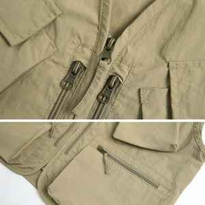 Top Trending <b>Men's</b> Casual Gilet <b>Vest</b> 100% Cotton Work Wear with Multi-Cargo Pockets Woven <b>Utility</b> Jacket-Factory Wholesale - Product Image 4