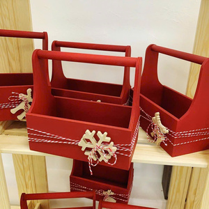 Christmas Wooden Hamper <b>Basket</b> Elegant Handmade Holiday <b>Gift</b> <b>Basket</b> <b>for</b> Friends Family and Festive Occasions - Product Image 6