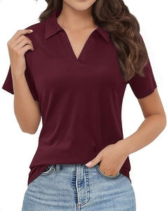 Polos informales lisos profesionales de alta calidad, polos de tela de punto de talla grande, Polo con logotipo bordado personalizado, ropa de polo para mujer - Product Image 1