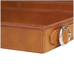 Bandeja organizadora de cuero PU negro de moda Bandeja decorativa para servir Almacenamiento en la cabecera a un precio asequible - Product Image 5