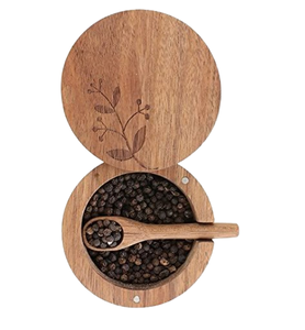 Juego de tres utensilios de cocina para cocinar en casa, sal redonda de madera, azucarero con tapa, cuchara, pimienta, caja de almacenamiento de especias - Product Image 6