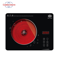 Cuisinière portable pour la maison avec brûleur unique, verre noir, commande tactile, écran LED, corps doré, cuisinière infrarouge