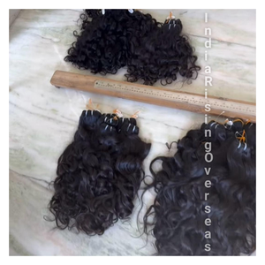 Máquina de doble trama cruda natural rizado sin procesar cutículas alineadas sin enredos extensiones de cabello humano indio al por mayor - Product Image 1