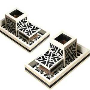 Encensoir artisanal en MDF de pin avec incrustation d'os, motif floral noir antique, écologique, durable, style moderne, taille personnalisée - Product Image 5