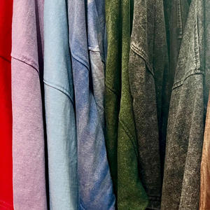 Top qualité blanc Vintage lavage à l'acide surdimensionné T-Shirt à manches longues 250 GSM 100% coton Logo personnalisé unisexe à manches longues T-Shirt - Product Image 5