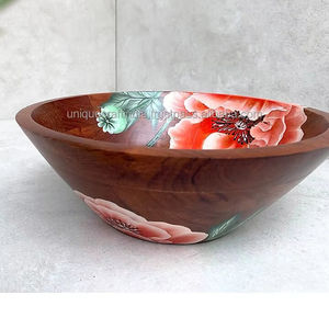 Decorative <b>Wooden</b> <b>Salad</b> Serving <b>Bowl</b> Customized Eco-Friendly Custom Size Wholesale Manufacturer New Design Hand Finished - Product Image 1