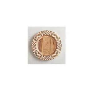 Zig zag mango carregador de madeira forma redonda, tamanho personalizado, decoração de casamento, antiguidade sob a placa do carregador, bom preço, feita na índia