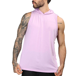 <b>Men's</b> <b>Gym</b> Fitness <b>Tank</b> <b>Top</b> Hooded Vest Quick Dry Breathable 100% Cotton Sporty Style - Product Image 3
