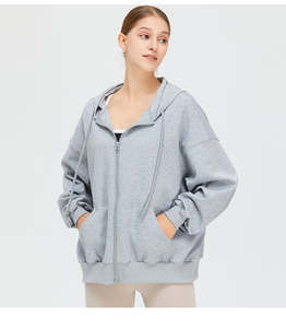 Venta al por mayor 100% algodón personalizado cordón chaqueta deportiva con capucha para las mujeres Casual Sudadera con capucha con método de tejido no tejido para el invierno - Product Image 5