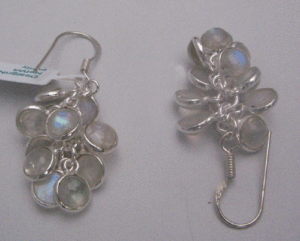 Natural <b>Rainbow</b> Moonstone <b>Drop</b> Earrings for Women 925 Sterling Silver with Bezel Setting Garnet & Amethyst Shah Gems - Product Image 1