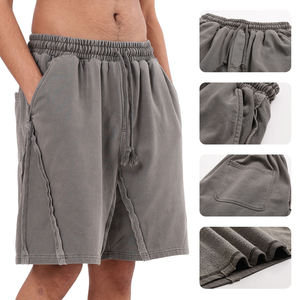 Vintage 400g Patchwork Washed Plus Size Paisley Suture Stitching Eco-Friendly ODM/OEM <b>Drawstring</b> Bermuda Shorts Worsted - Product Image 1