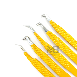 Pinzas de Acero Inoxidable Japonesas Antimagnéticas para Extensión de Pestañas, Personalizables, con Recubrimiento de Color Naranja, Mango con Agarre de Diamante, Puntiagudas - Product Image 4