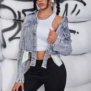 Veste en jean personnalisée pour hommes avec trous vintage délavés et vieillis et poches OEM Produit fini rempli de coton - Product Image 5