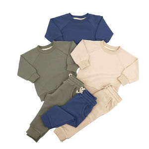 Kids Plus Size Spring Tracksuit Sets <b>Hoodie</b> and Sweatpants Solid Color Cotton Casual Long Sleeve - Product Image 1