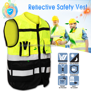 เสื้อกั๊กสะท้อนแสงสะท้อนแสงผ้าโพลีเอสเตอร์100% มืออาชีพโลโก้ตามสั่ง - Product Image 4