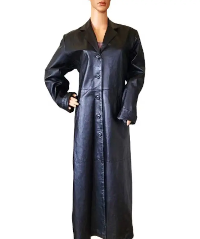 Moderne Mode Trenchcoat Damen echtes Leder lange Jacke Damen Übergröße Vintage Mantel