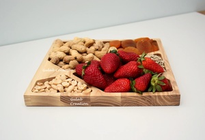 Bandeja cuadrada de madera con 5 compartimentos para nueces, plato multisección para servir aperitivos para frutas secas, dulces y aperitivos - Product Image 6