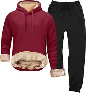 Survêtement en molleton de coton à la mode Ensemble sweat à capuche et pantalon deux pièces pour femmes - Product Image 1