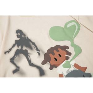 Custom Graphic Skull Print Oversize <b>Men's</b> T-Shirt Streetwear Hip Hop Fashion Loose Fit <b>Top</b> 100% Cotton Boxy Fit T Shirts For <b>Men</b> - Product Image 3