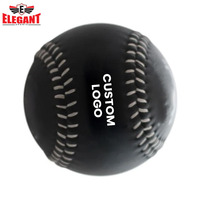 Jeux de baseball en plein air et en intérieur avec logo personnalisé, balles de baseball en cuir PU, balles d'entraînement pour l'entraînement de couleur noire