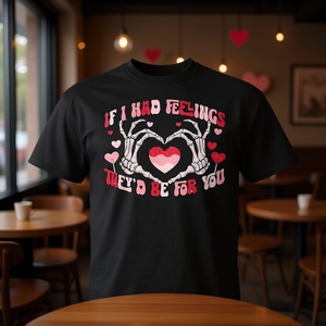 Si j'avais des sentiments, ils seraient pour toi T-shirt Cœur de squelette noir unisexe adulte - Product Image 3