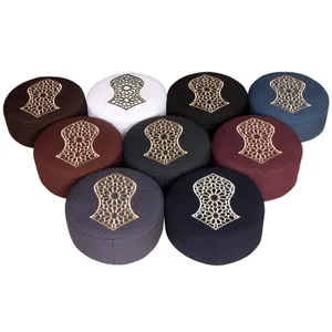 Beautiful topi with Sirya Nalain Design Embroidered kufi Muslim styles Caps Polyester 100% Cotton Bucket Hats from pakistan