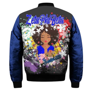 Chaqueta de Satén Zeta Phi Beta para Mujer, Estilo Griego de 1920, Ropa de la Hermandad ZPB, Bordado de Escudo Azul y Blanco, Prenda Universitaria Premium de Nailon - Product Image 2