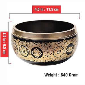 Bol chantant moderne en métal avec maillet en bois pour la méditation Bol chantant tibétain antique en métal japonais - Product Image 4