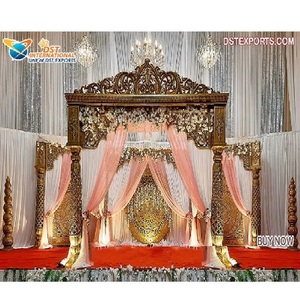 Magnifique mariage Bollywood Haveli Mandap Set Maharani Mandap pour mariage hindou Excellent thème or Mandap Royal Marriages USA - Product Image 1