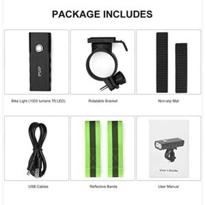 Luce per Bicicletta Ricaricabile USB 1000 Lumen per Pedalate Notturne Combinazione Fanale Posteriore e Luce Retro - Product Image 2