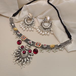 Premium SAMIKSHA Fusion Jewelry <b>Set</b> Necklace & <b>Earrings</b> | High Grade Finish | Indian Supplier Direct - Product Image 1