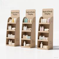 Support d'affichage au sol en carton imprimé sur mesure pour les produits de soins corporels et de bain, boîte d'affichage de vente au détail avec logo et design personnalisés