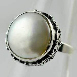 925 Sterling <b>Silver</b> Coin Pearl <b>Ring</b> Handmade Boho <b>Statement</b> Promise for Women Freshwater June Birthstone Jewelry - Product Image 6