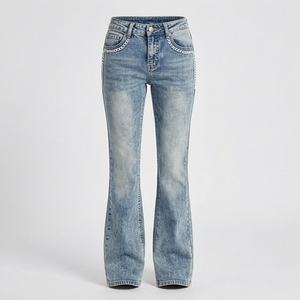 Custom <b>Women's</b> Denim Low Waist Pencil <b>Jeans</b> Seamed Stitched Washed Top Quality Straight Leg Pants <b>Women</b> Fashion Trendy Trousers - Product Image 1