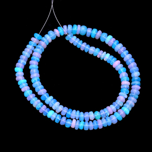 Natural Blue Fire <b>Opal</b> Smooth Rondelle Shape 16-inch Natural Blue <b>Opal</b> Gemstone Beads for <b>Necklace</b> Bracelet Jewelry Making - Product Image 1