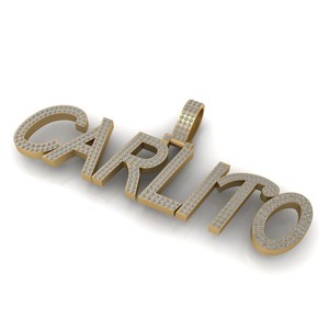 Custom 925 Silver Block Name Charm Pendant VVS Moissanite Diamond with Iced Style Personalized Hip Hop Necklace Jewelry for Him - Product Image 4