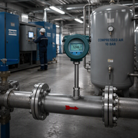 Pengukur Aliran Massa Termal untuk Udara Terkompresi Pengukur Aliran Gas Digital Tanpa Kompensasi Suhu dan Tekanan RS485 Modbus
