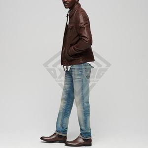 Nouvel arrivage de veste en cuir pour hommes de style classique Veste en cuir de motocyclette de couleur unie au design unique et vêtements de sport - Product Image 3