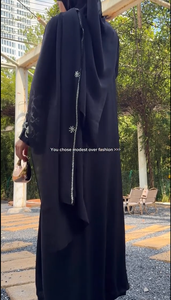 2026 Eid Luxury Modest Dubai <strong>Abaya</strong> Elegant Embroidery 3 Piece Set Wide Sleeves Hijab Maxi Polyester Loose Fit Muslim Women <strong>Abaya</strong> - Product Image 6