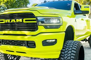 Dodge Ram 2500 Laramie Sport Mega Cab AWD 2023 >8L Cummins Diesel Turbo HiVis Yellow Exterior Wrap Left Hand Drive Pickup - Product Image 2