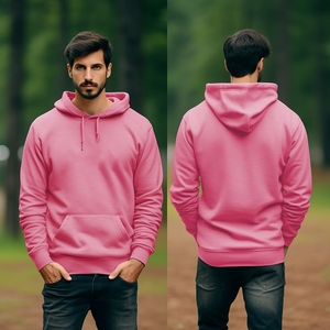 เสื้อฮู้ดสวมหัวแบบ320GSM มีฮู้ดปักลายกระเป๋าจิงโจ้แบบลำลองสำหรับฤดูหนาวย้อมสีพื้น - Product Image 2